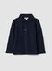 Blue long-sleeved organic cotton polo shirt_0