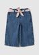 Girls' wide leg blue cotton blend trousers_0