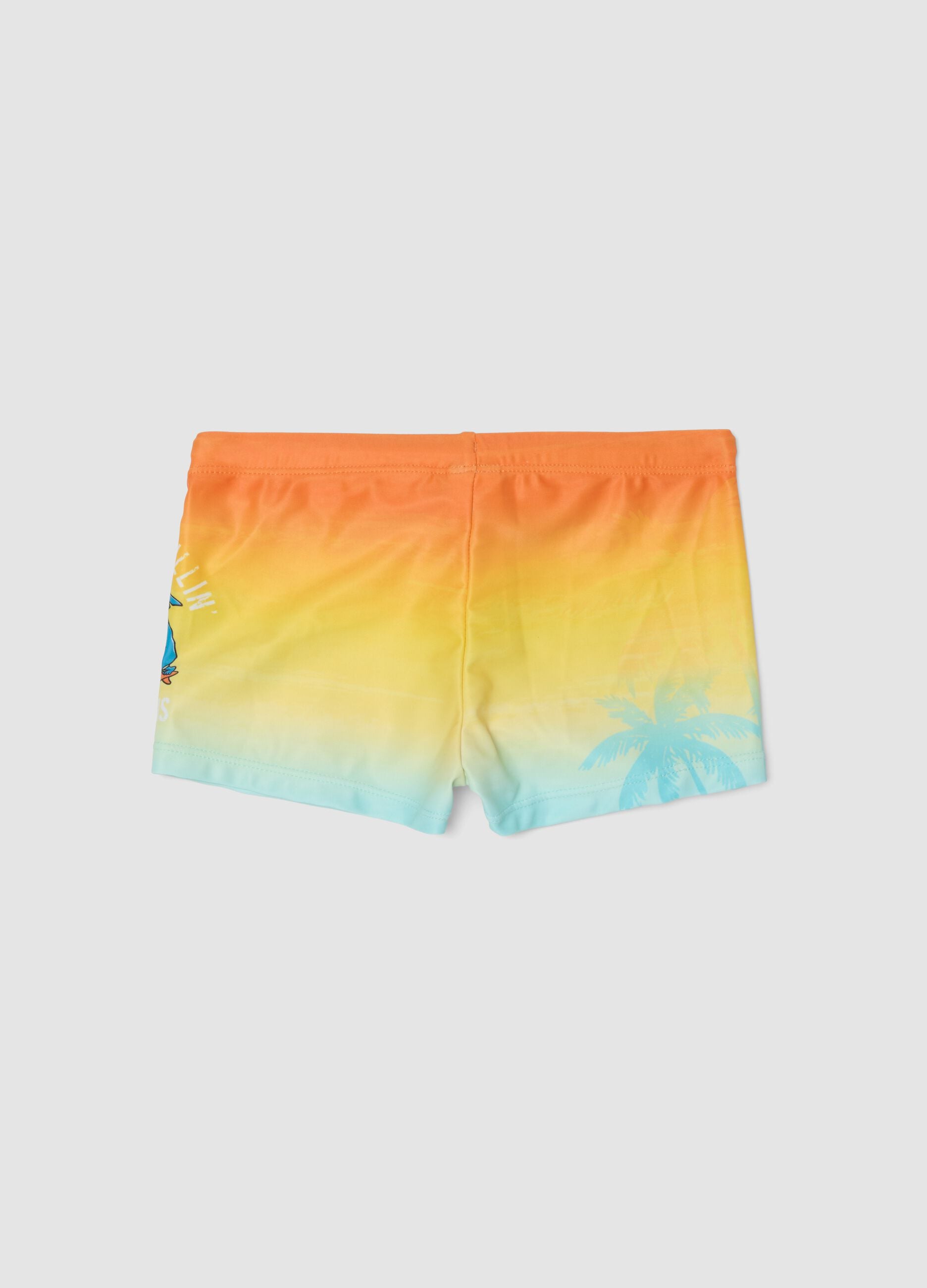 Kids&rsquo; multicolour stretch swim briefs with print