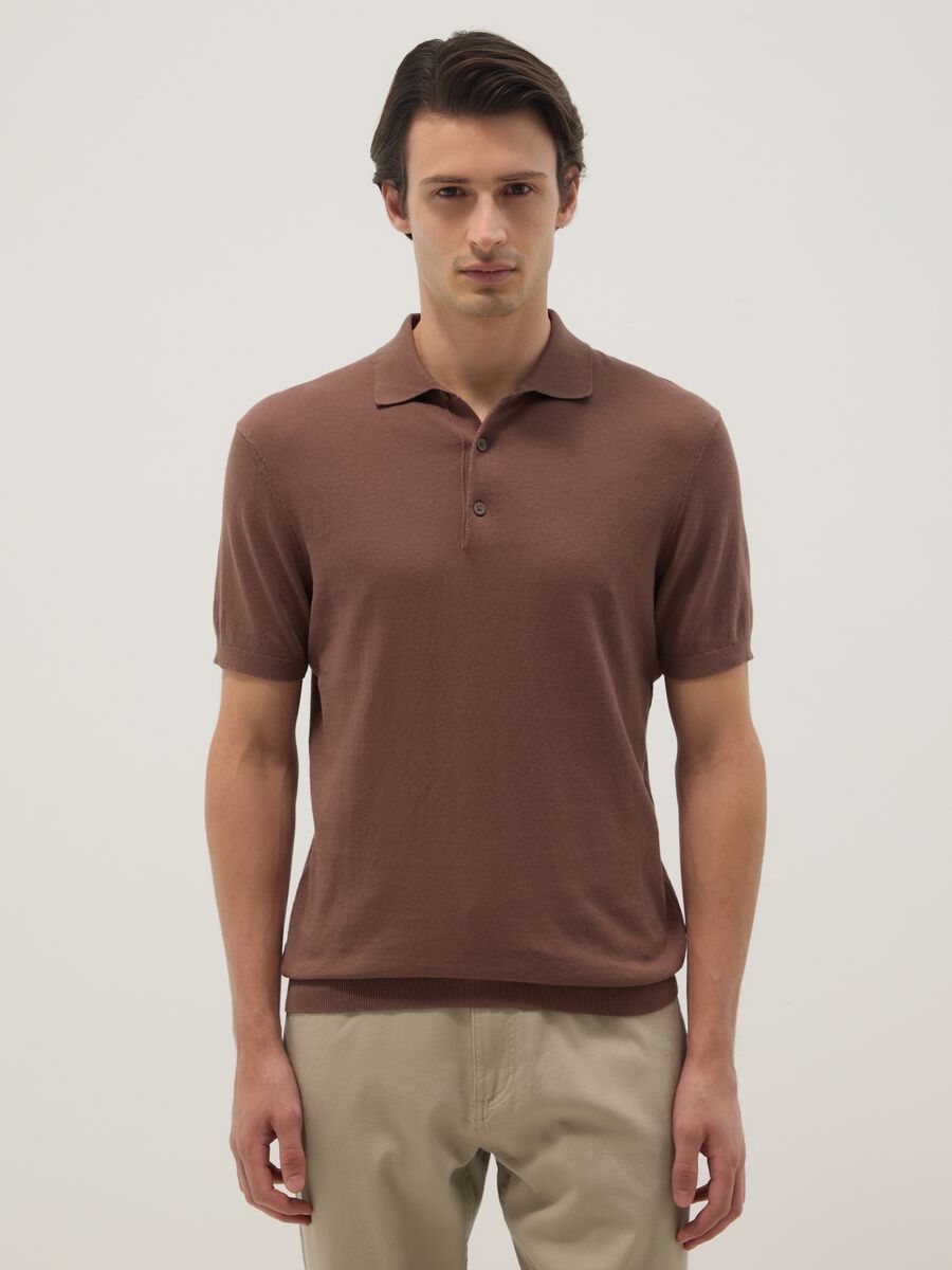 Brown pure cotton polo regular fit_0