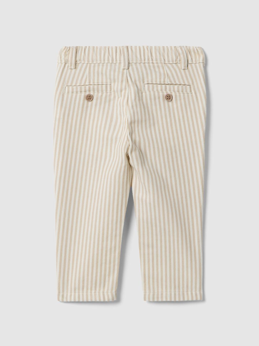 Children's Regular Fit Multicolour Striped Pure Cotton Chino Trousers_1