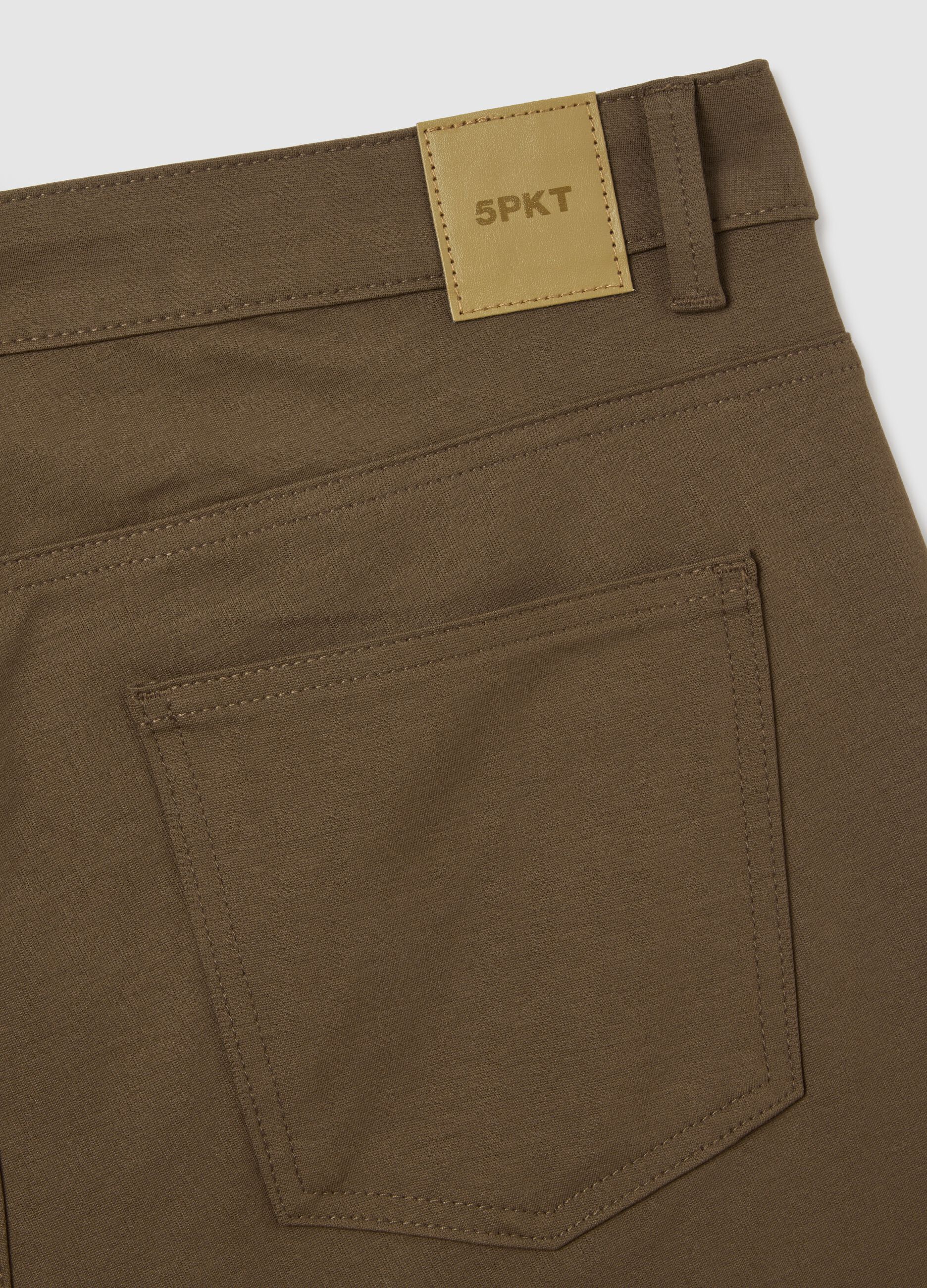 Brown cotton blend slim fit trousers