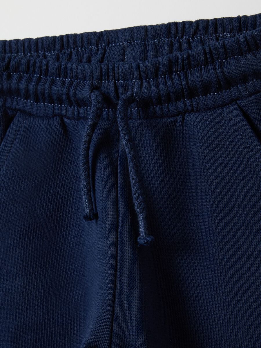 Children's regular fit blue pure cotton joggers with text_2