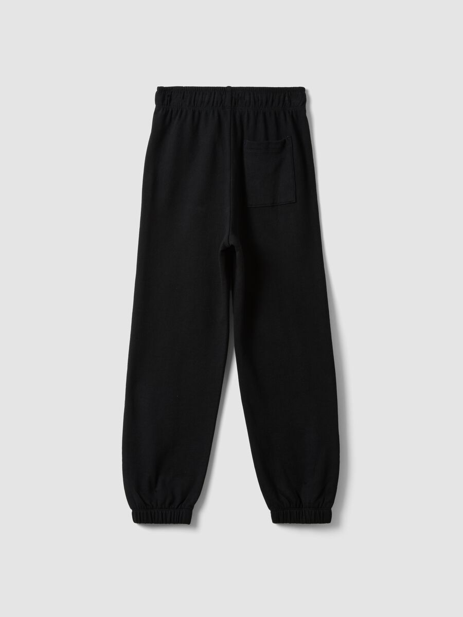 Black pure organic cotton jogger trousers for boys, relaxed fit_4