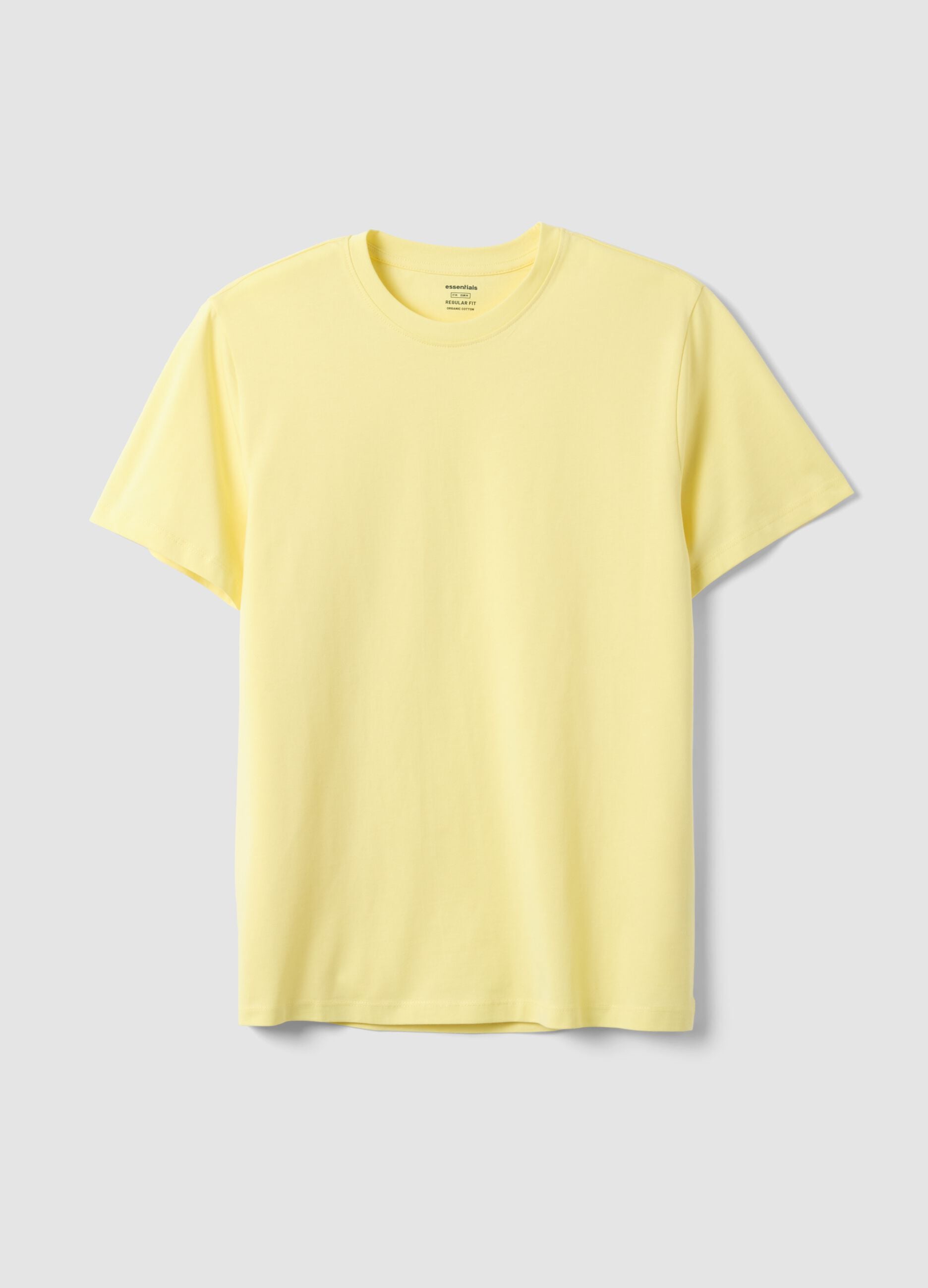 Yellow regular fit short sleeve pure cotton T-shirt