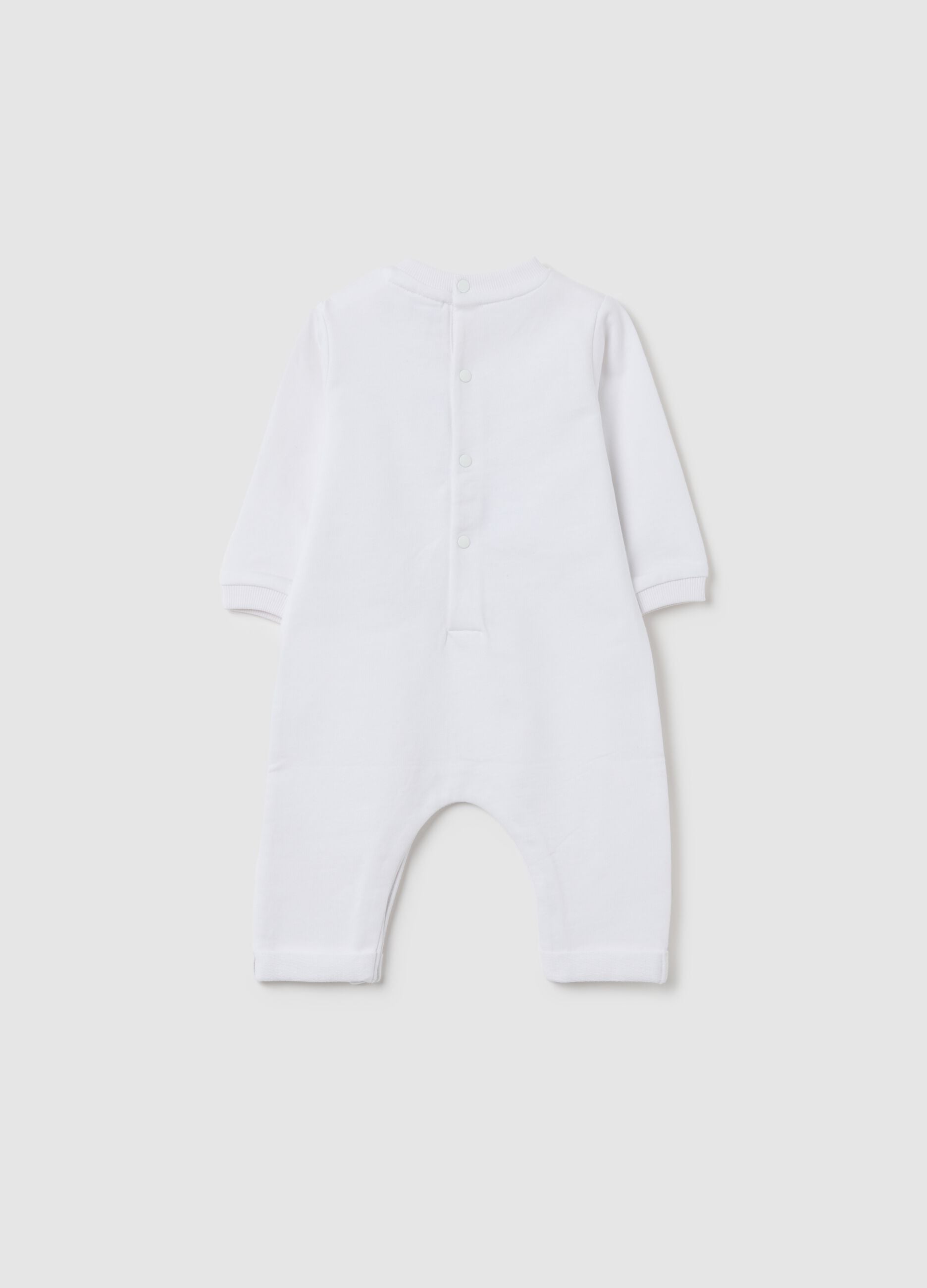 White pure cotton baby onesie with print