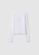 White stretch cotton slim fit girl's top with print_4