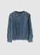 Children's blue pure cotton sweater, regular fit with knitted design_3
