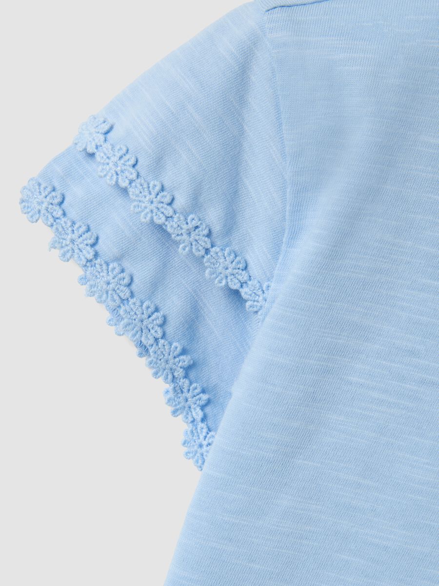 Blue pure cotton short-sleeve T-shirt_3