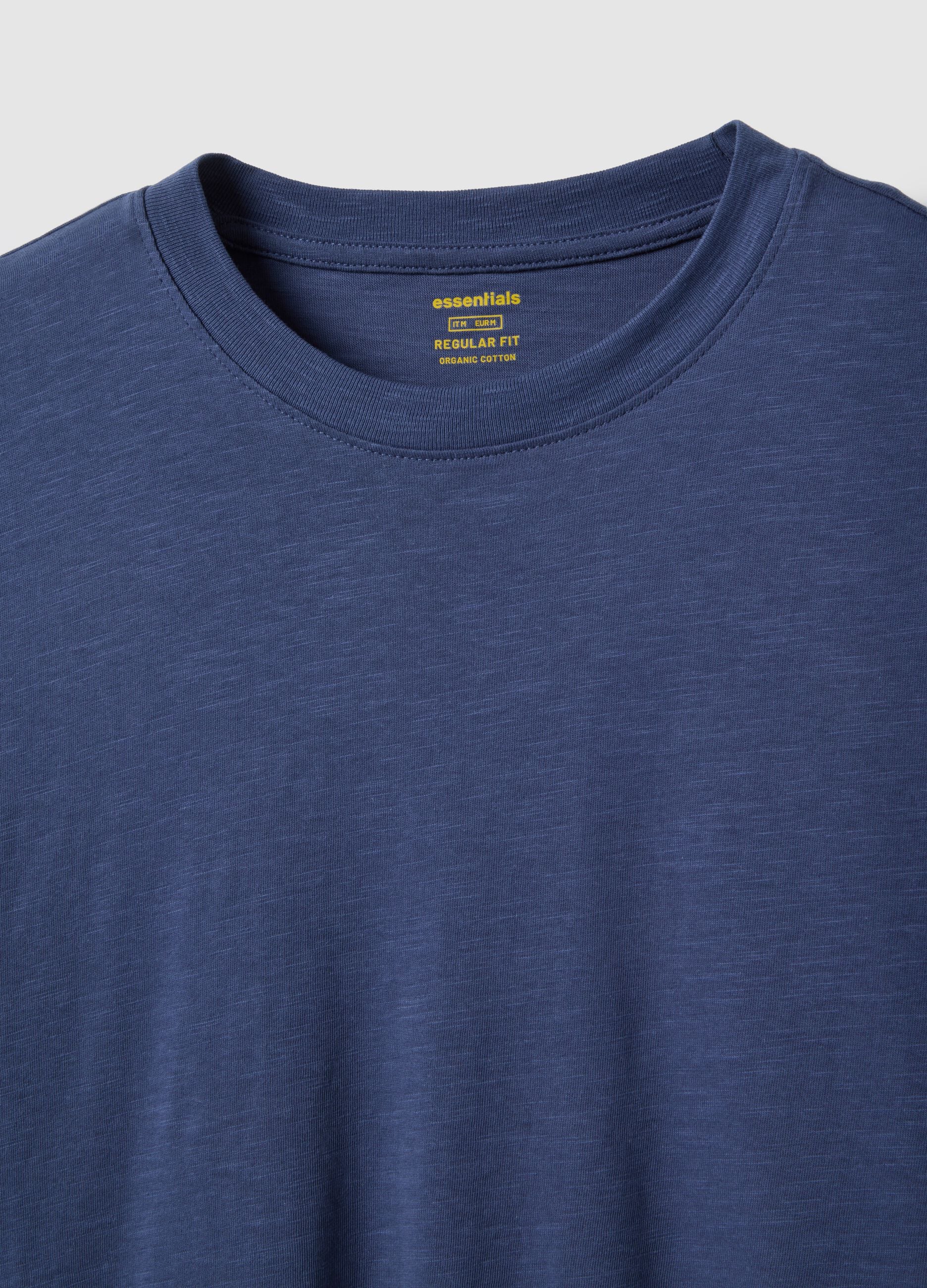 Blue pure cotton regular fit T-shirt