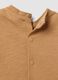 Brown stretch cotton and linen baby romper with lion motif_3