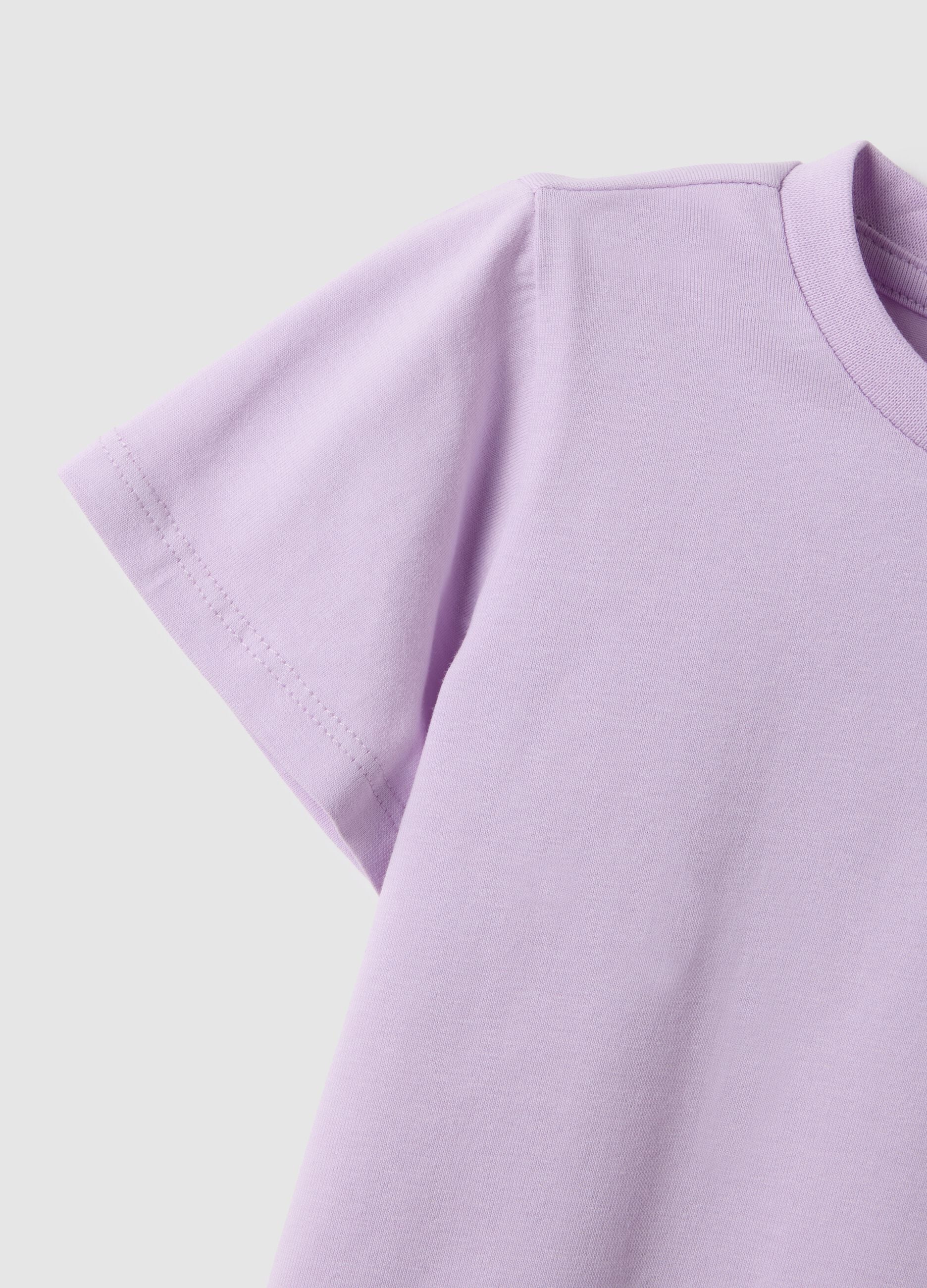 Regular fit purple stretch cotton girl's t-shirt with heart