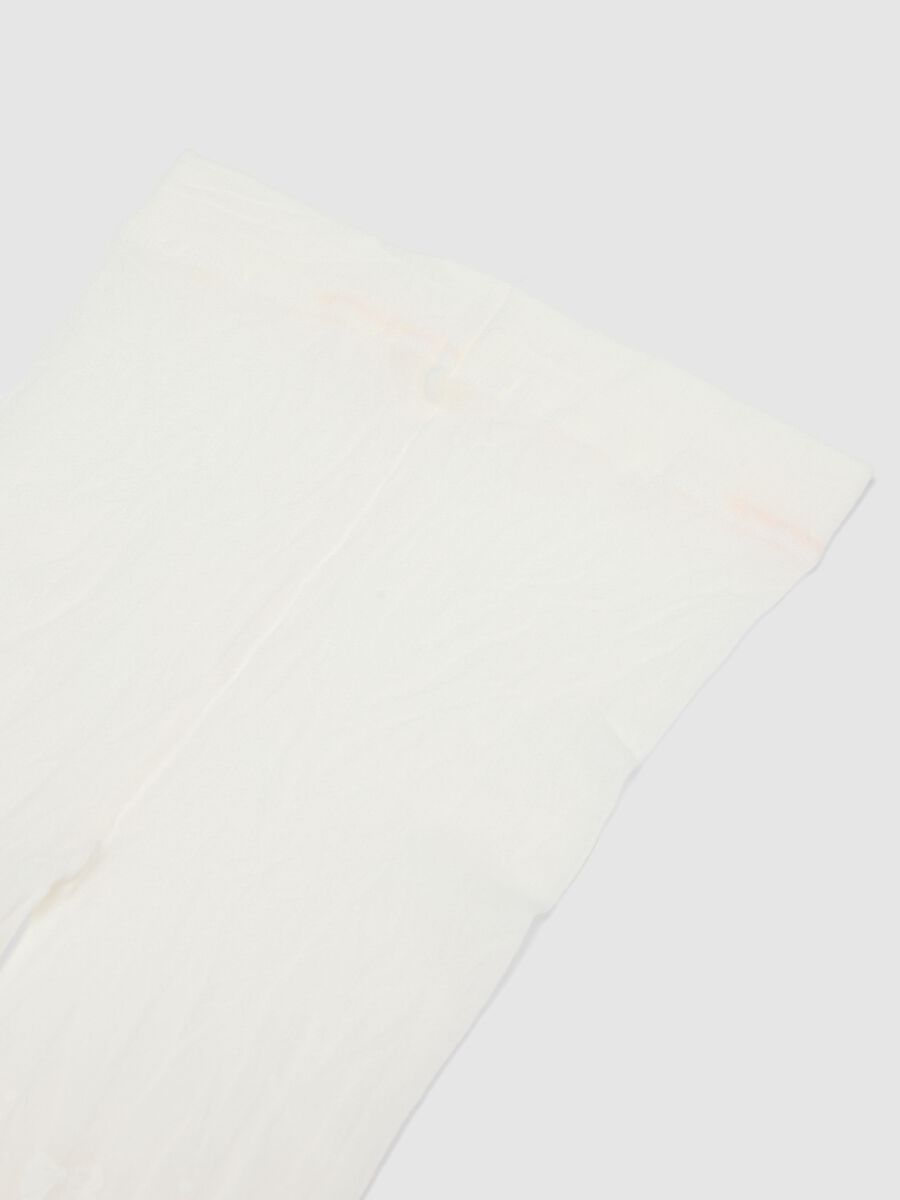 Girls' White Tights with Mesh Texture_2