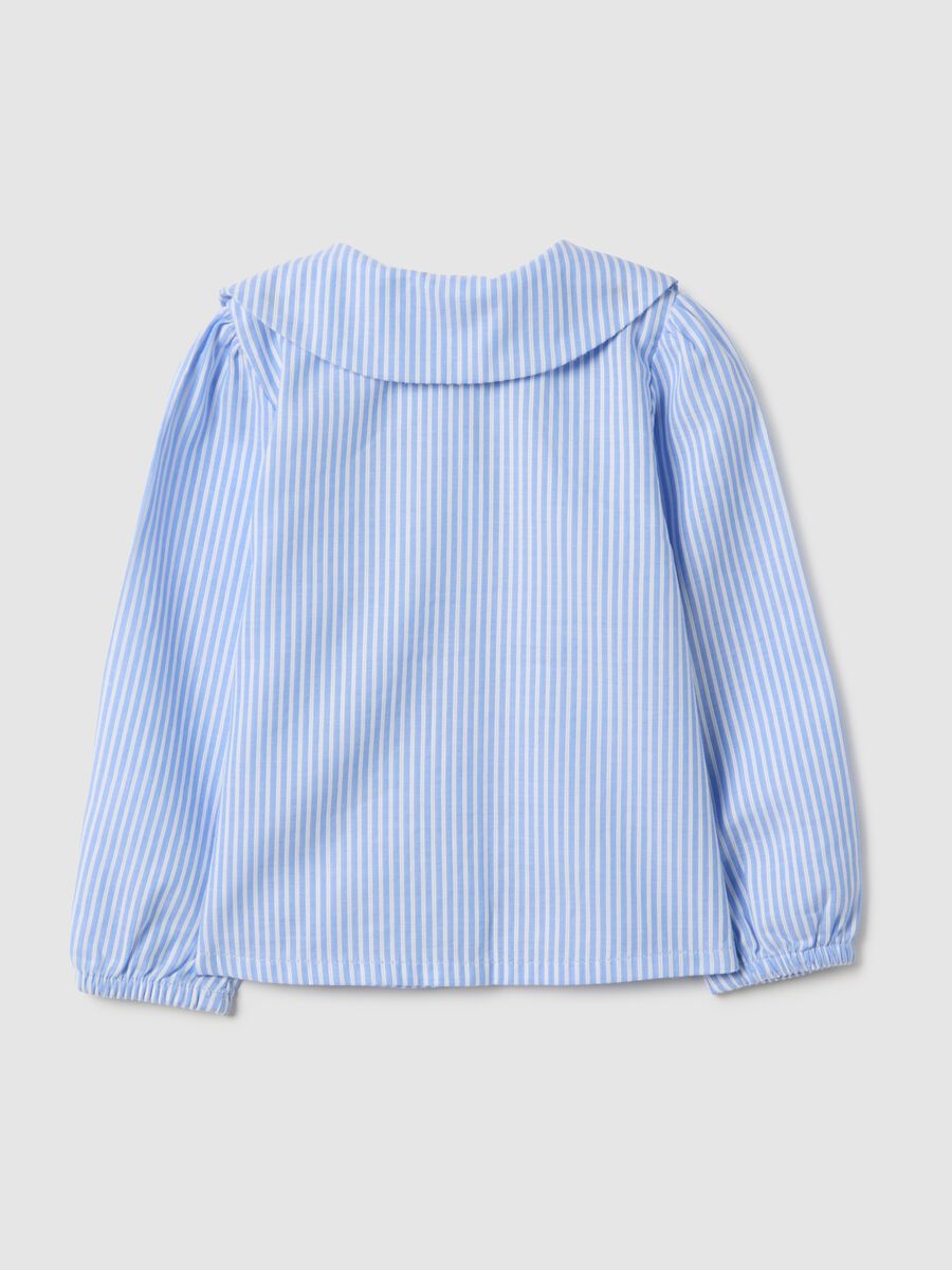 Camicia in puro cotone a righe azzurra regular fit da bimba_1
