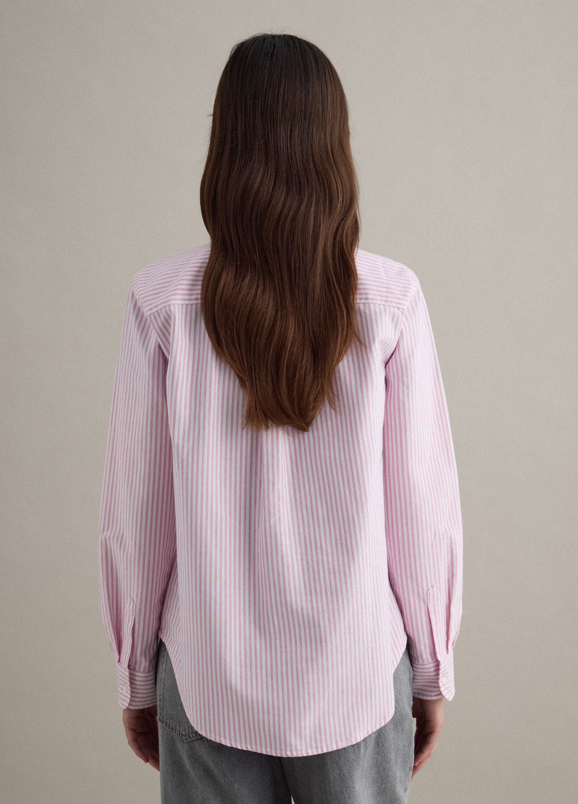 Multicolour striped pure cotton long-sleeve shirt, regular fit