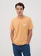 Orange pure cotton jersey T-shirt with chest print, regular fit_0