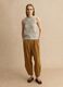 Fitted beige cotton blend mesh vest_2