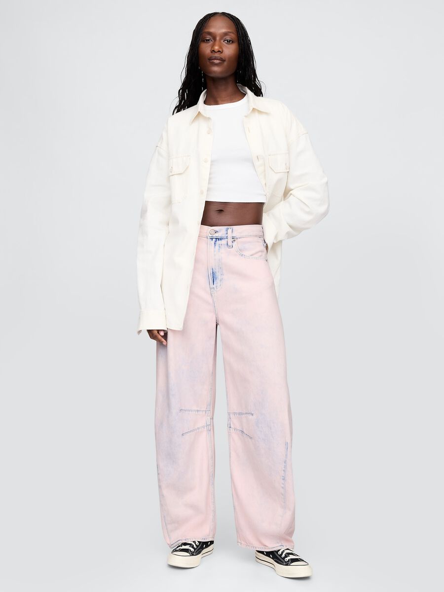 Pink denim trousers with regular fit_0
