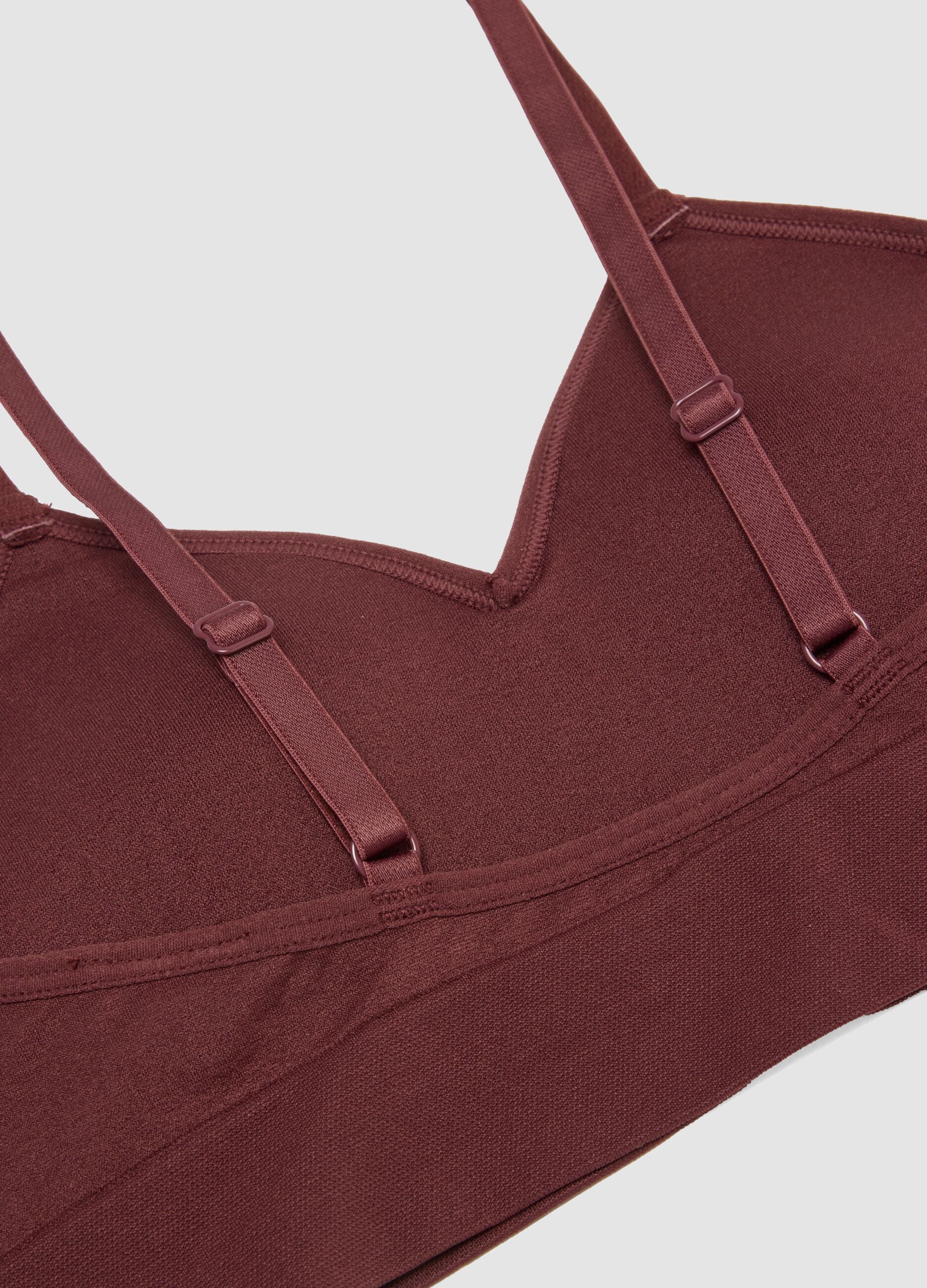 Brown stretch microfibre bralette bra with removable padding