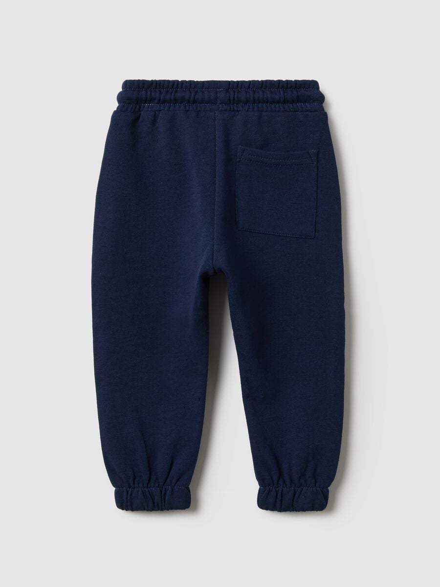 Children's regular fit blue pure cotton joggers with text_1