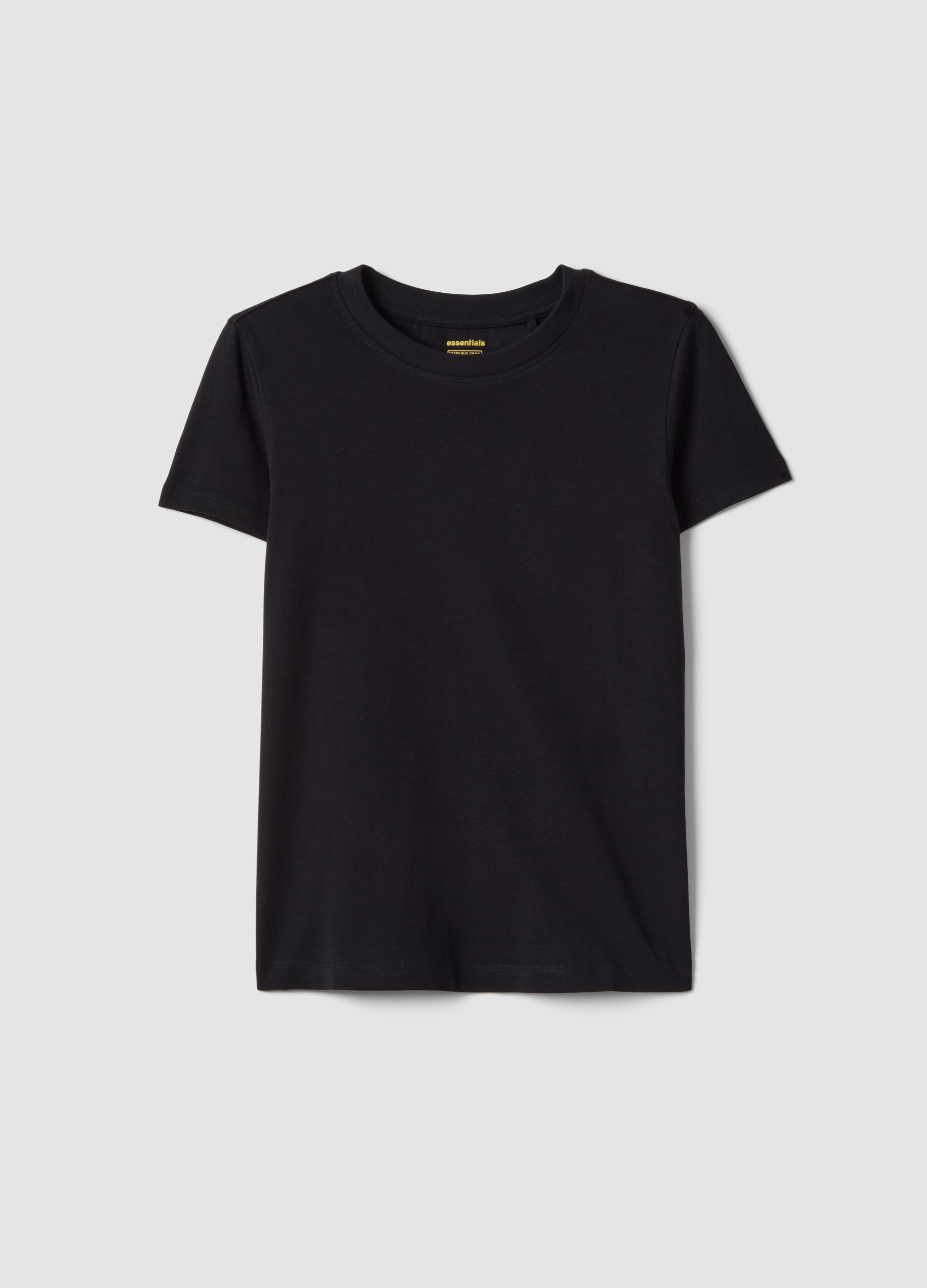 Girls&rsquo; black pure cotton regular-fit T-shirt