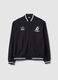 Black regular fit cotton blend jacket with Lakers logo_4