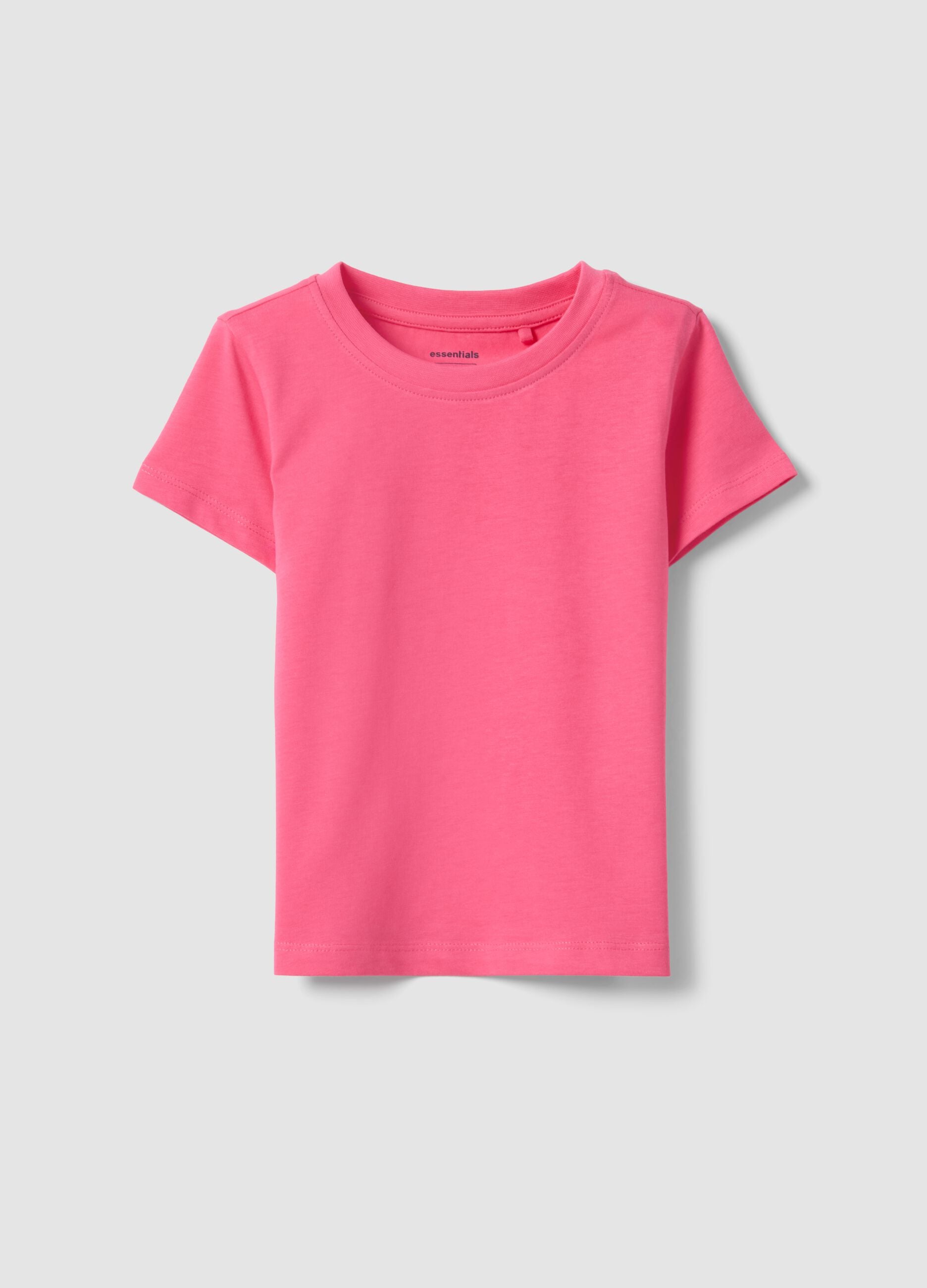 Girls&rsquo; pink pure cotton T-shirt, regular fit