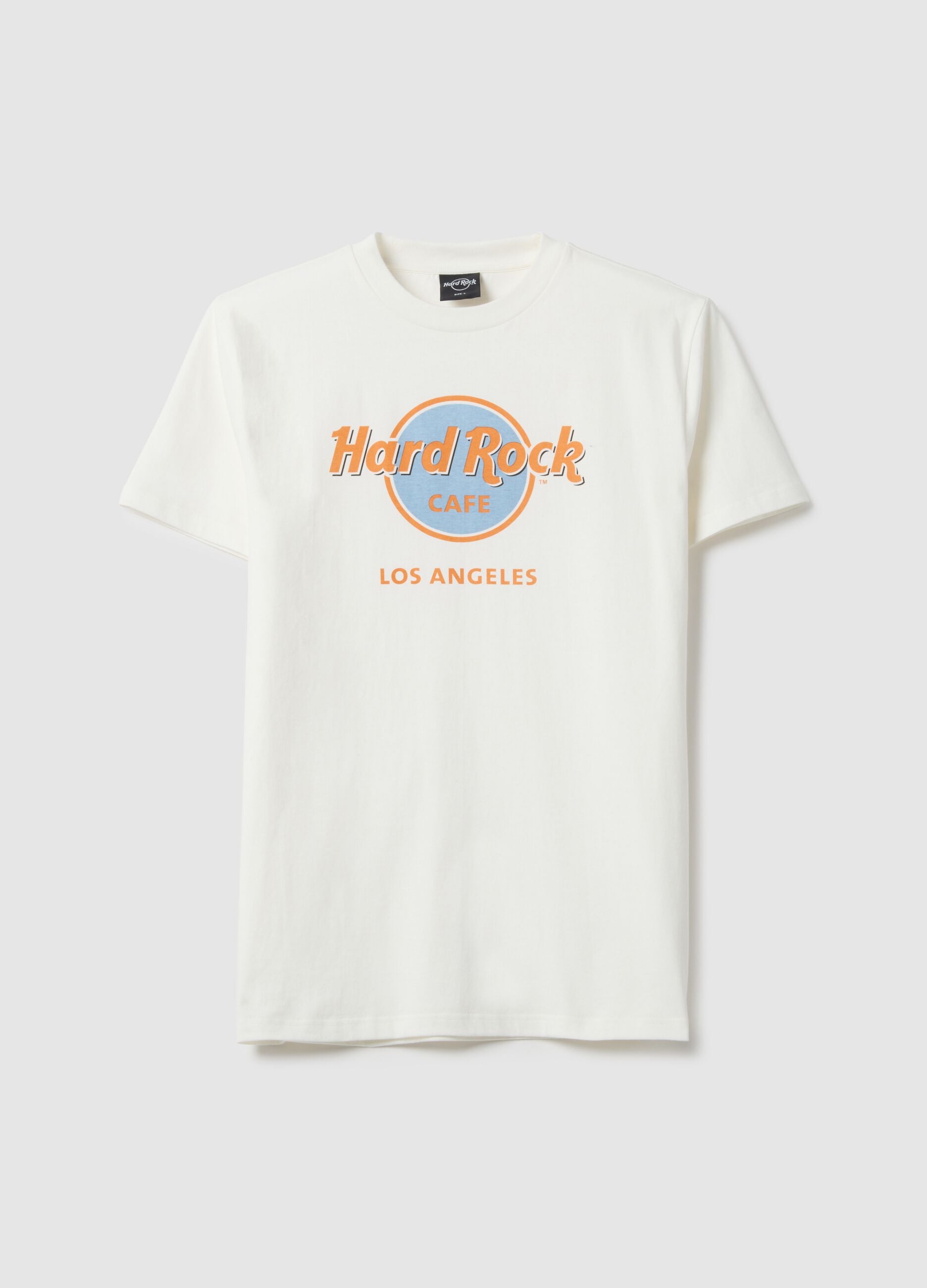 White pure cotton regular fit T-shirt with Hard Rock Cafe logo
