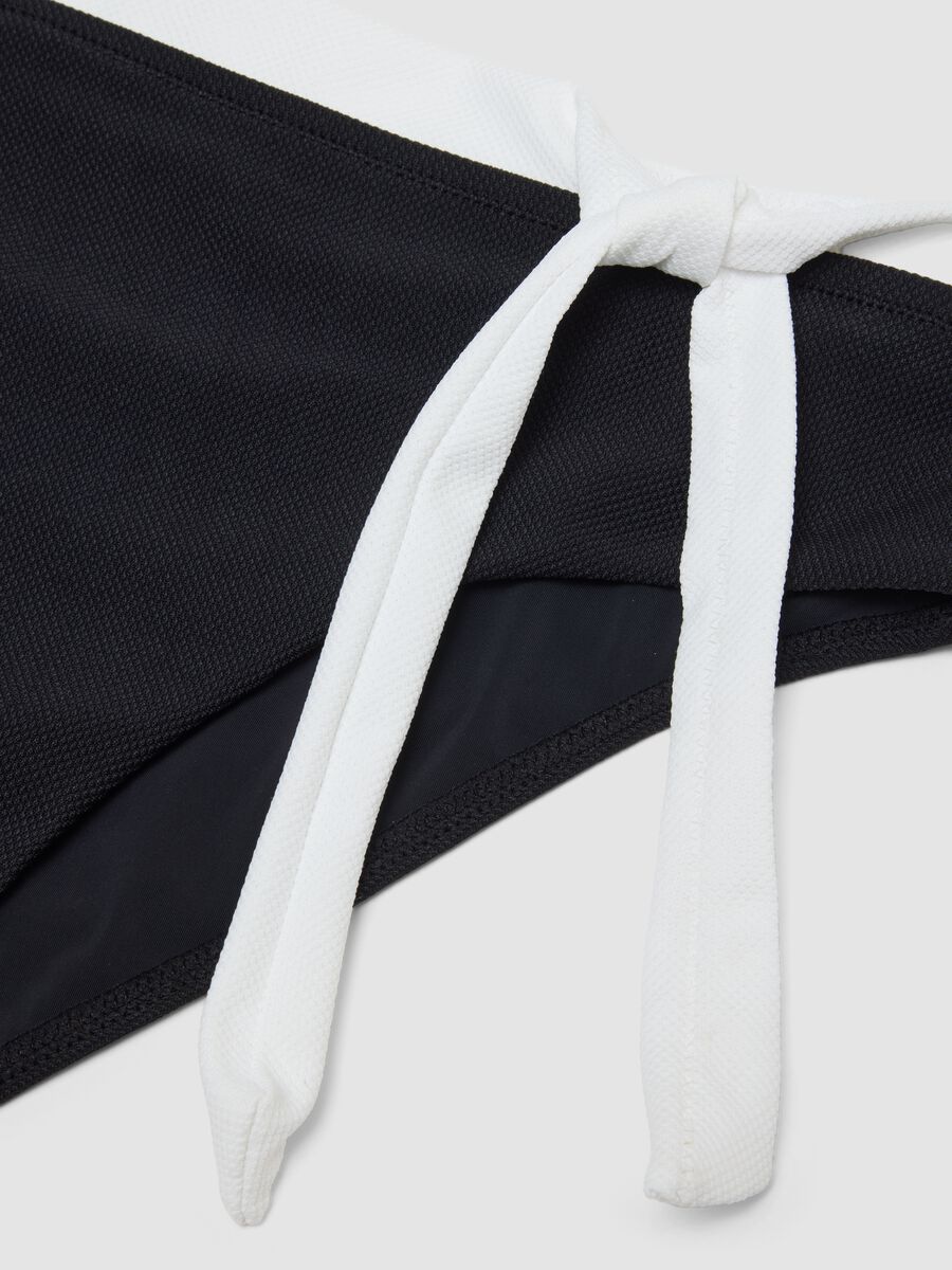 Black stretch bikini bottoms with white drawstring_5