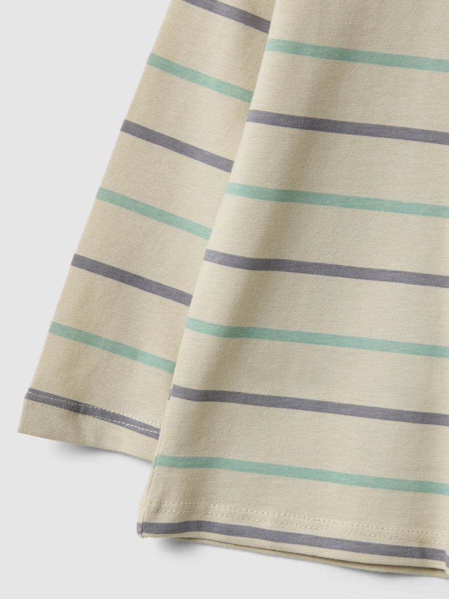 Long-sleeve pure cotton T-shirt with multicolour stripes_2