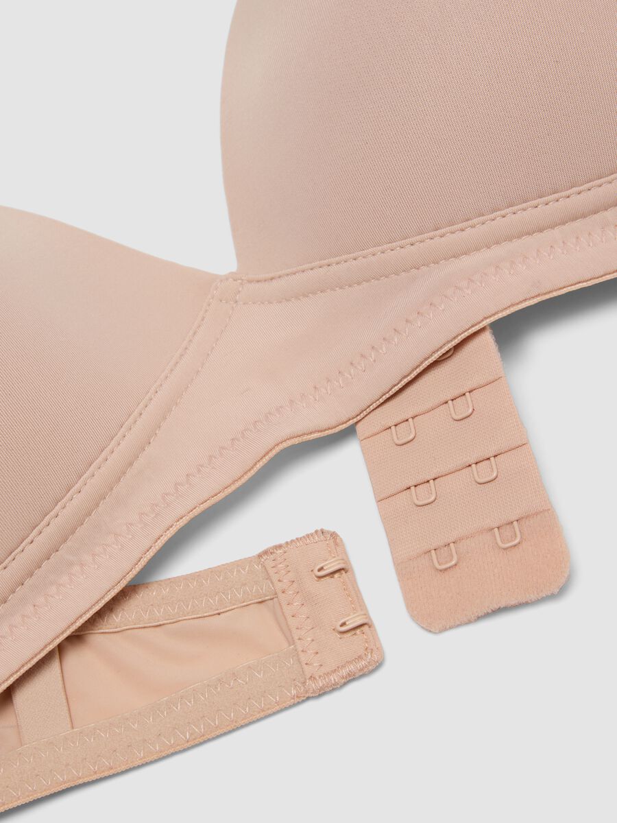 Beige padded stretch-fabric bra_1