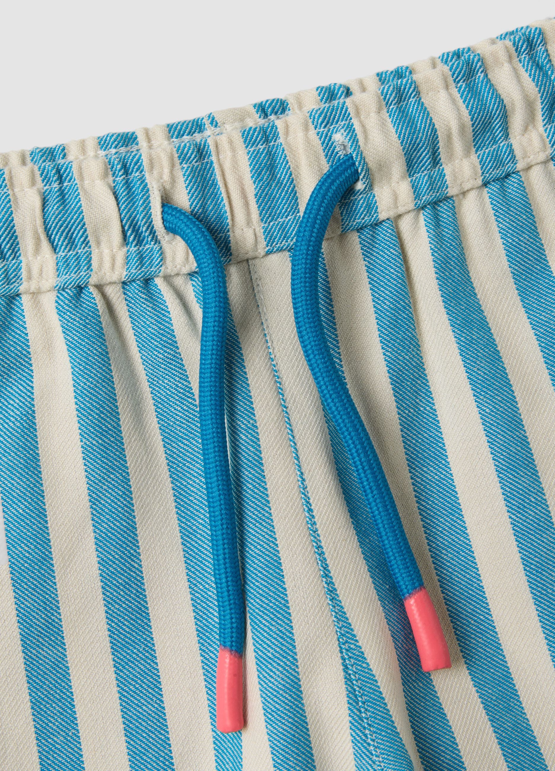 Blue striped pure cotton straight-fit shorts for baby boys