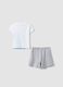 Multicoloured stretch cotton fitted set for girls with Stitch_4