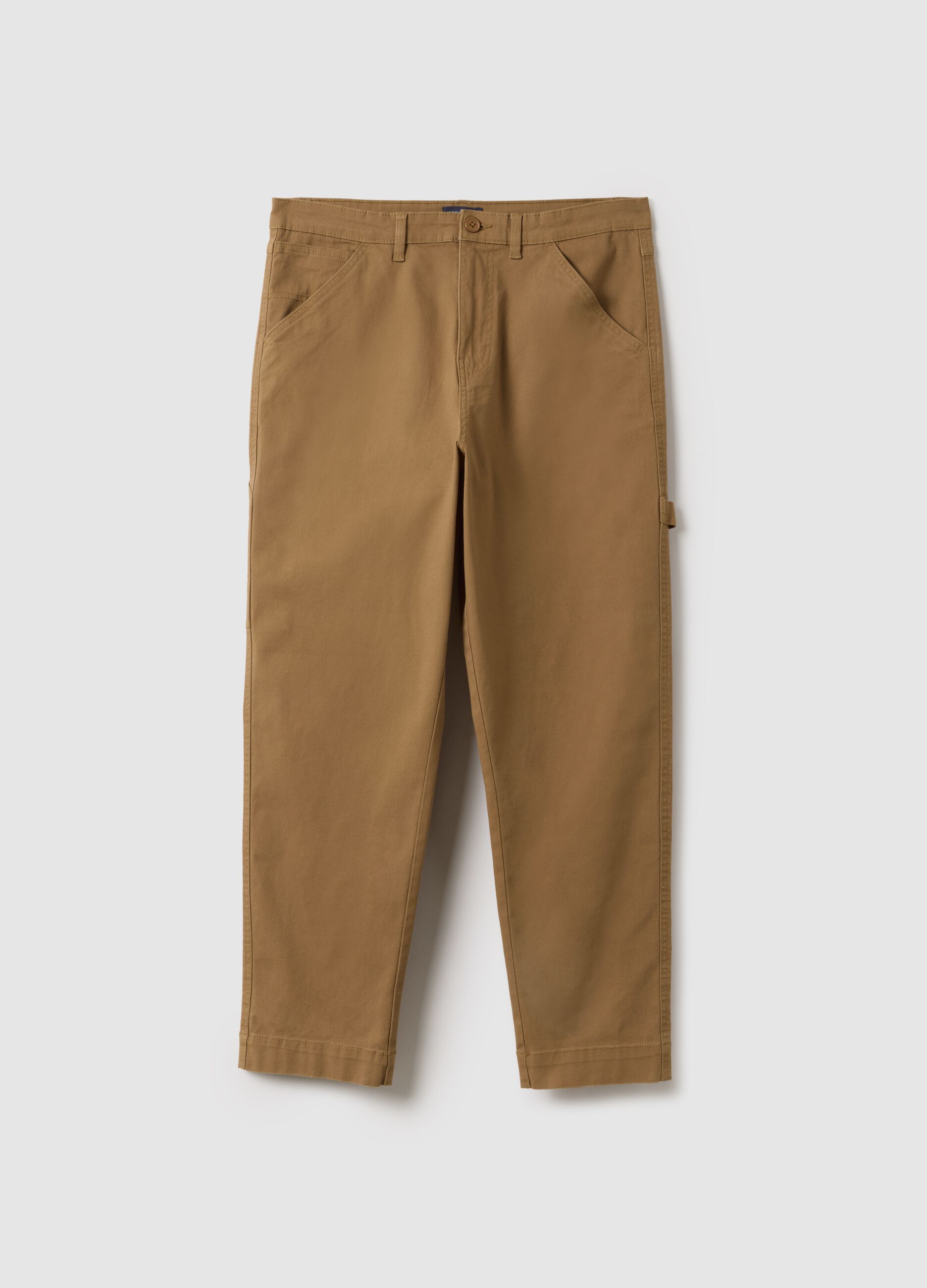 Slim fit brown stretch cotton chino trousers