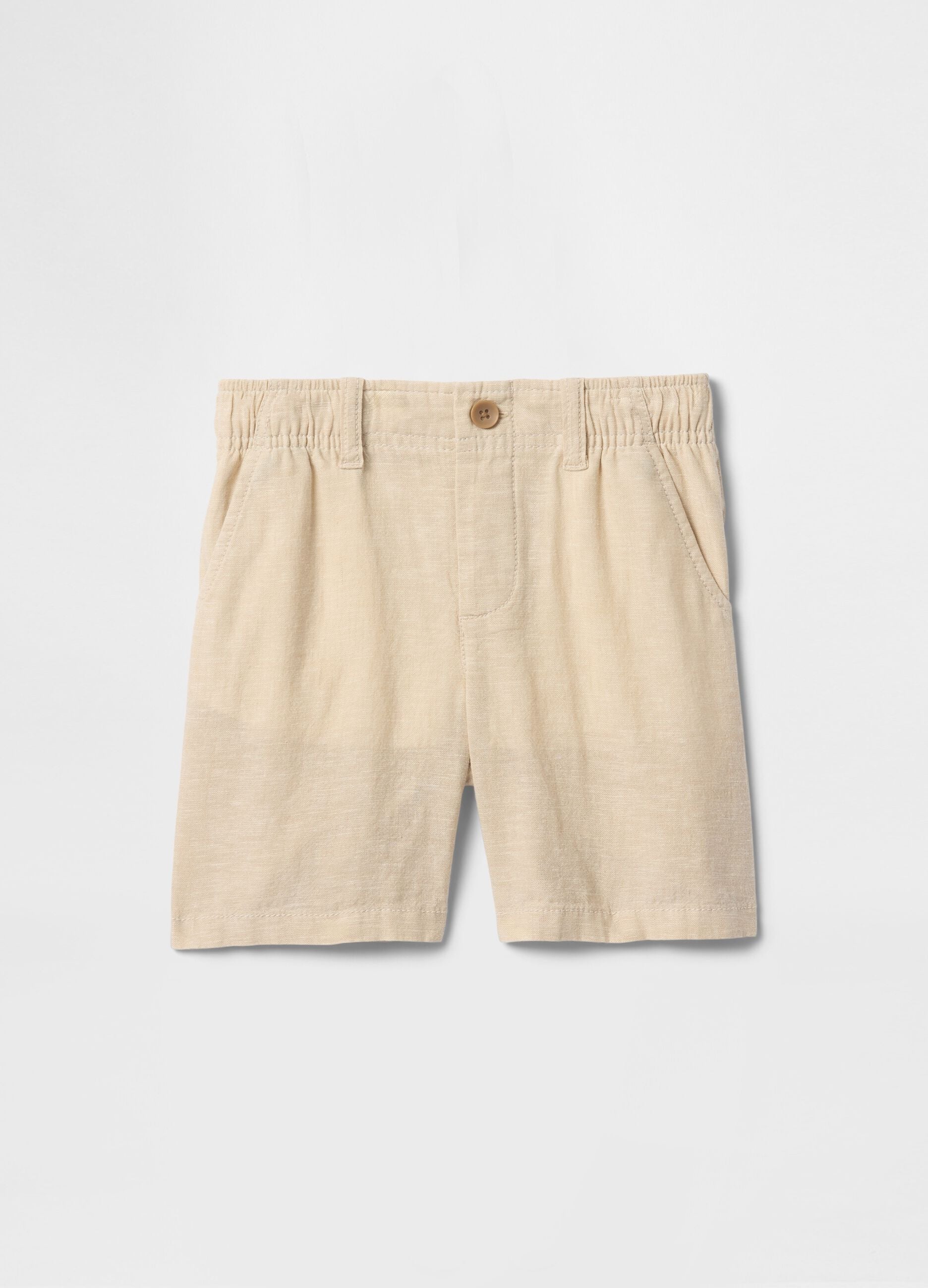 Beige linen and cotton shorts for children
