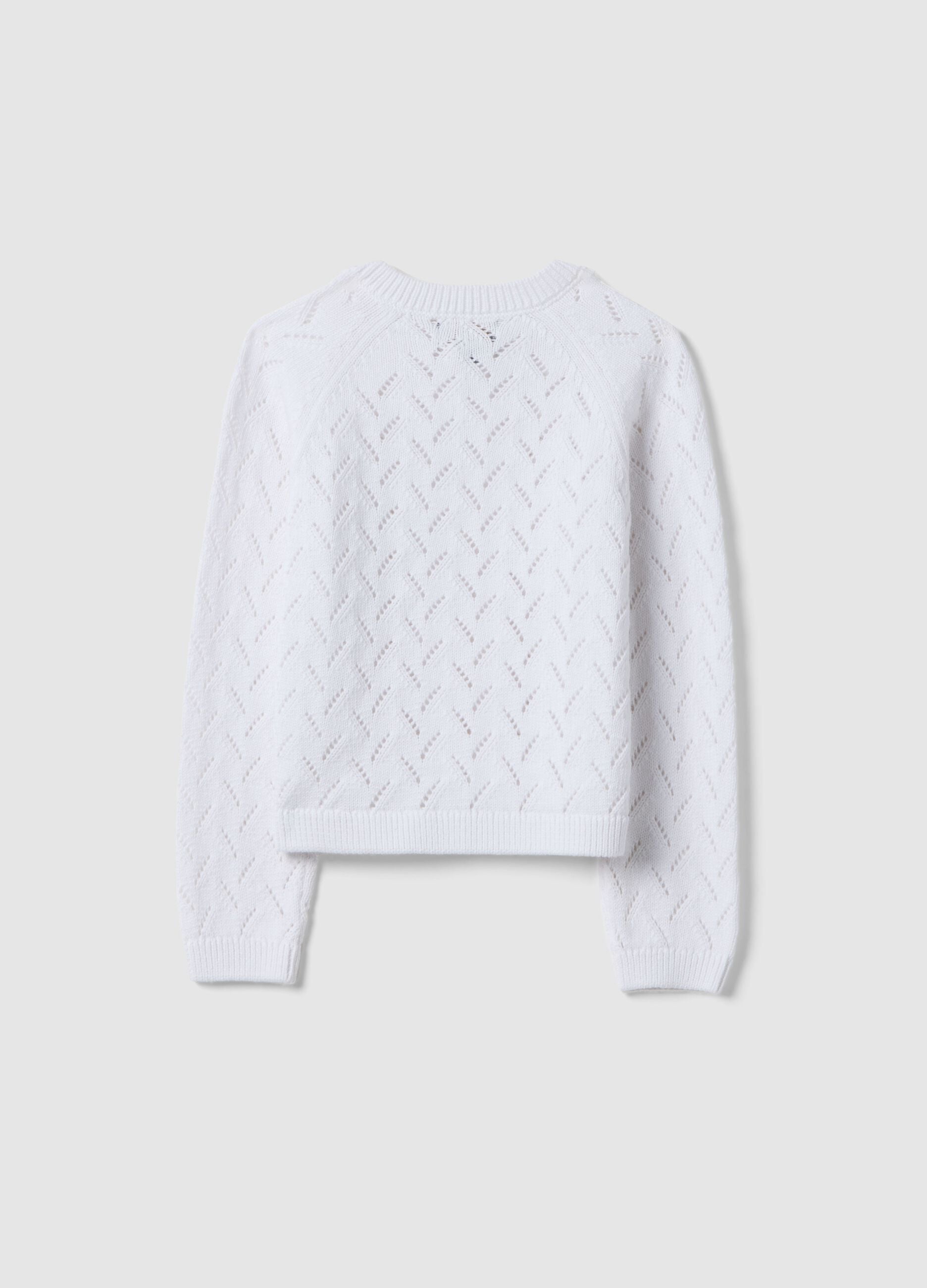 Girls' White Pure Cotton Cardigan Regular Fit with Button