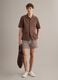 Brown geometric-print swim shorts_0