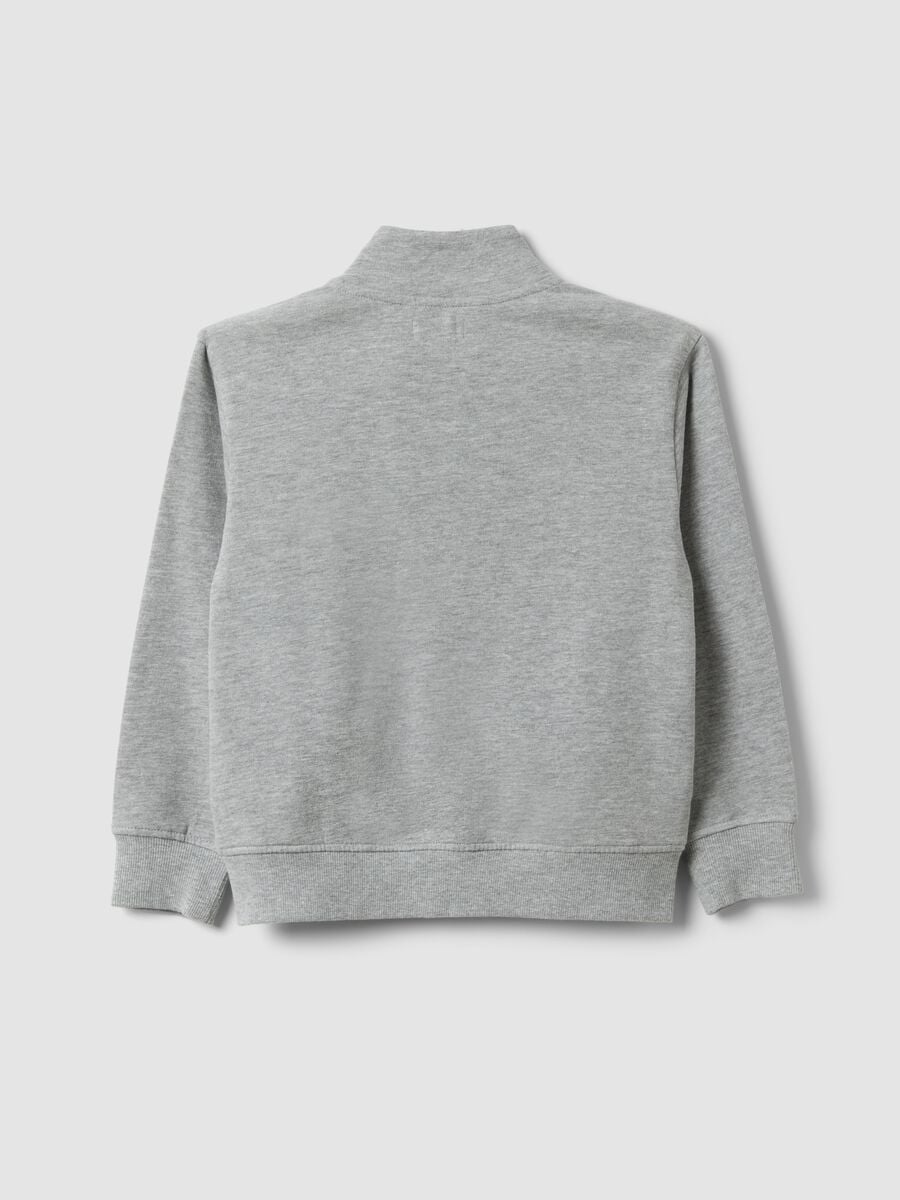 Grey organic cotton sweatshirt with high neck for boys_1