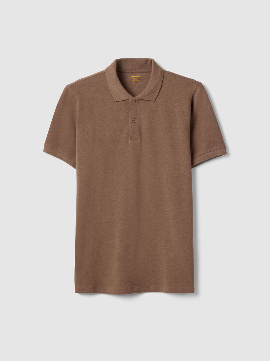 Brown pure cotton short-sleeve regular fit polo_4