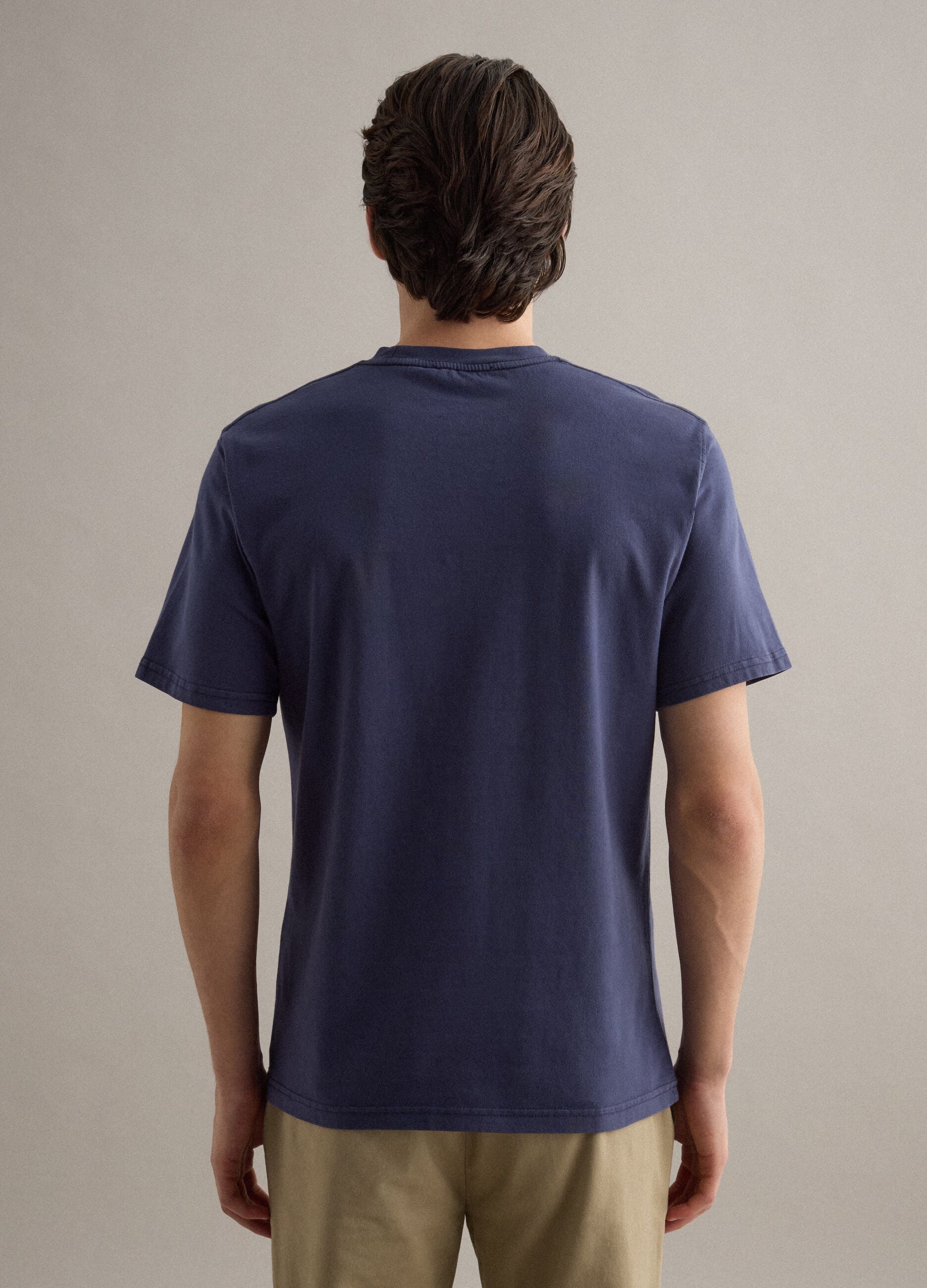 Blue pure cotton relaxed fit T-shirt