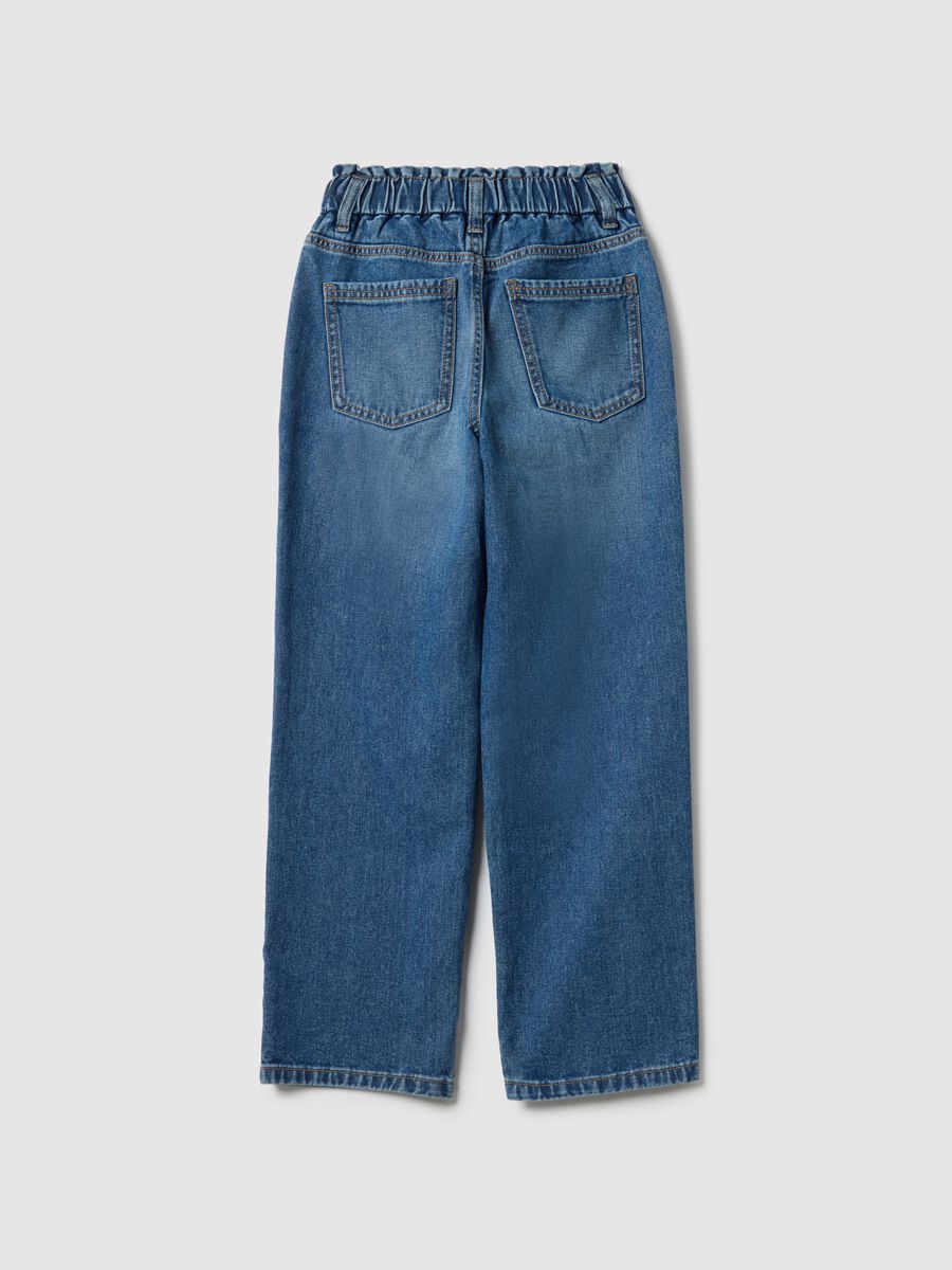 Girls' pure cotton blue paper bag jeans_4