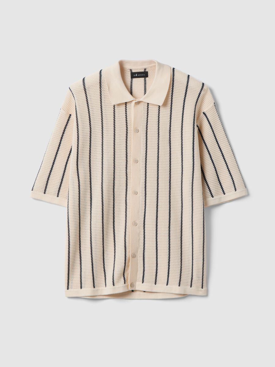 Multicolour striped pure cotton polo with bowling collar, regular fit_5