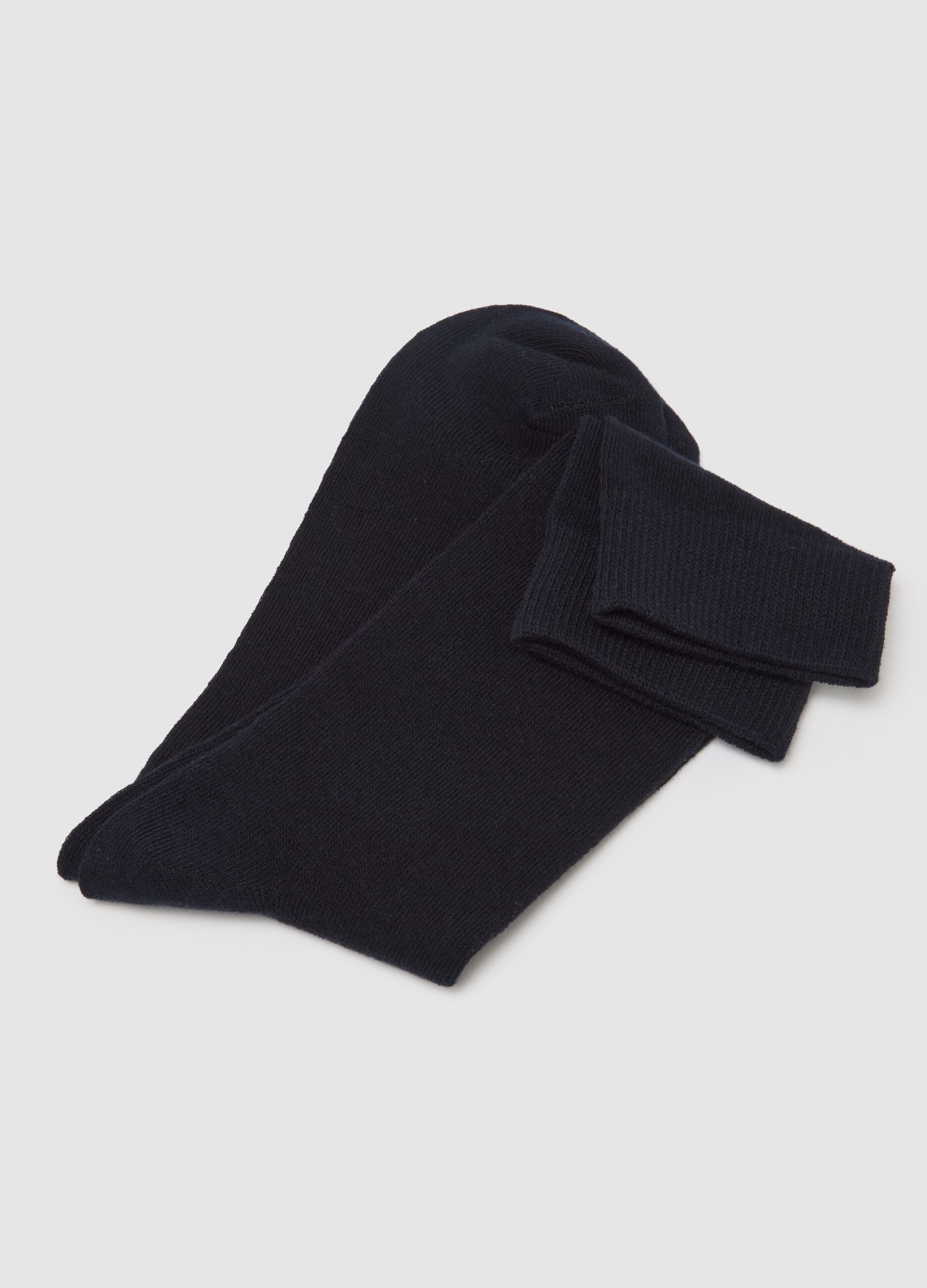 Three-pack elasticated blue cotton socks