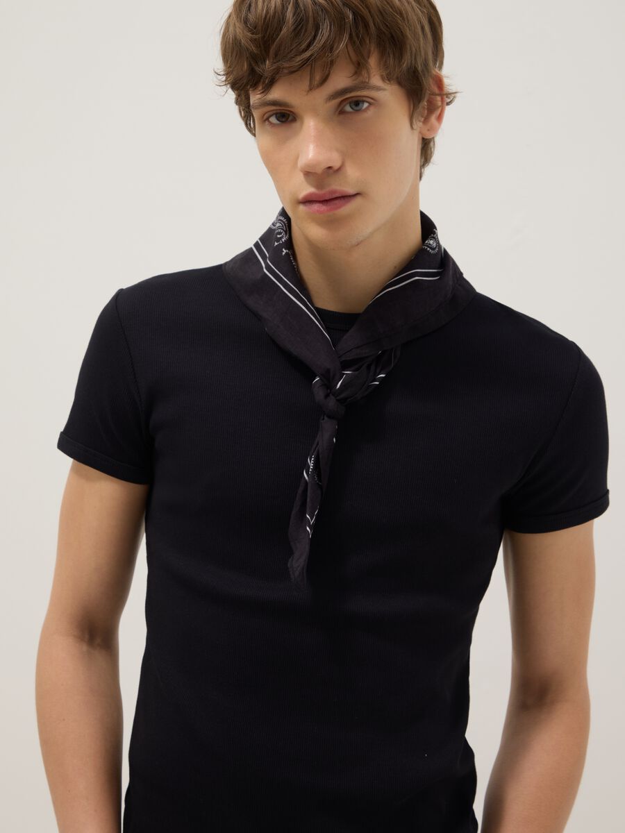 Slim fit black stretch cotton t-shirt_1