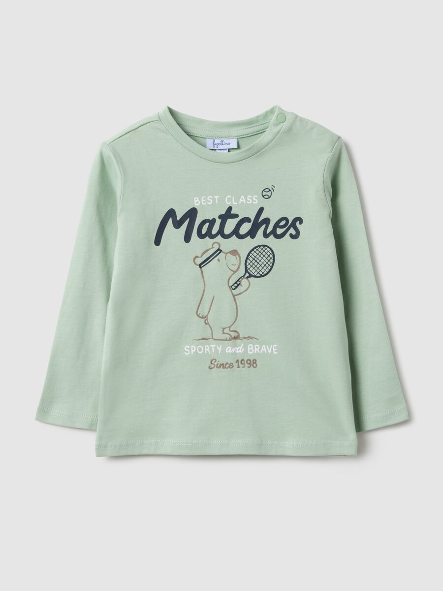 Green pure cotton boys' regular fit t-shirt with print_0