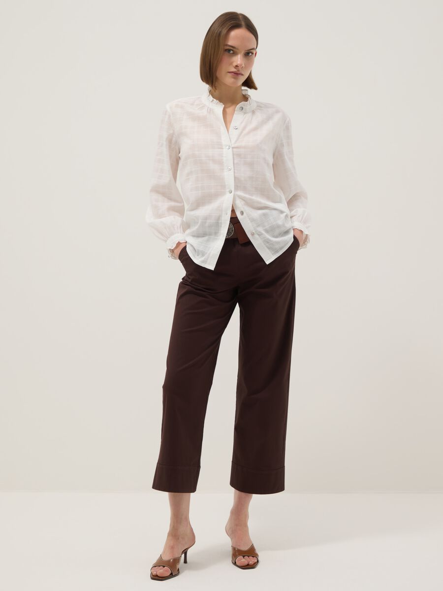 White pure cotton shirt in regular fit with plaid pattern_1