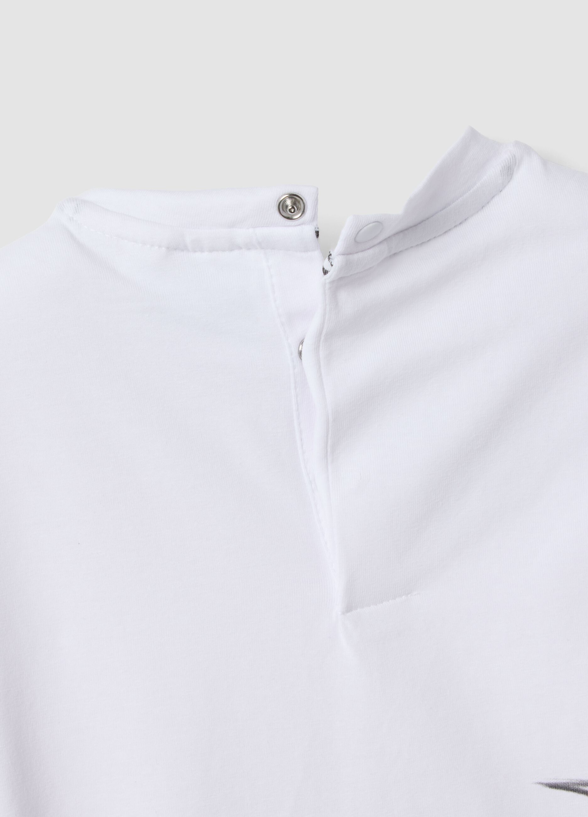 White stretch cotton T-shirt with Ducati print for boys, regular fit