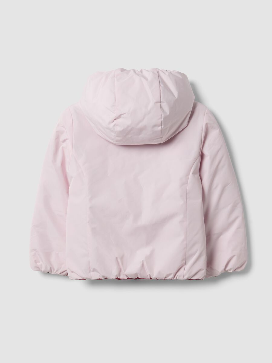 Ultralight reversible padded pink hooded jacket for girls_2