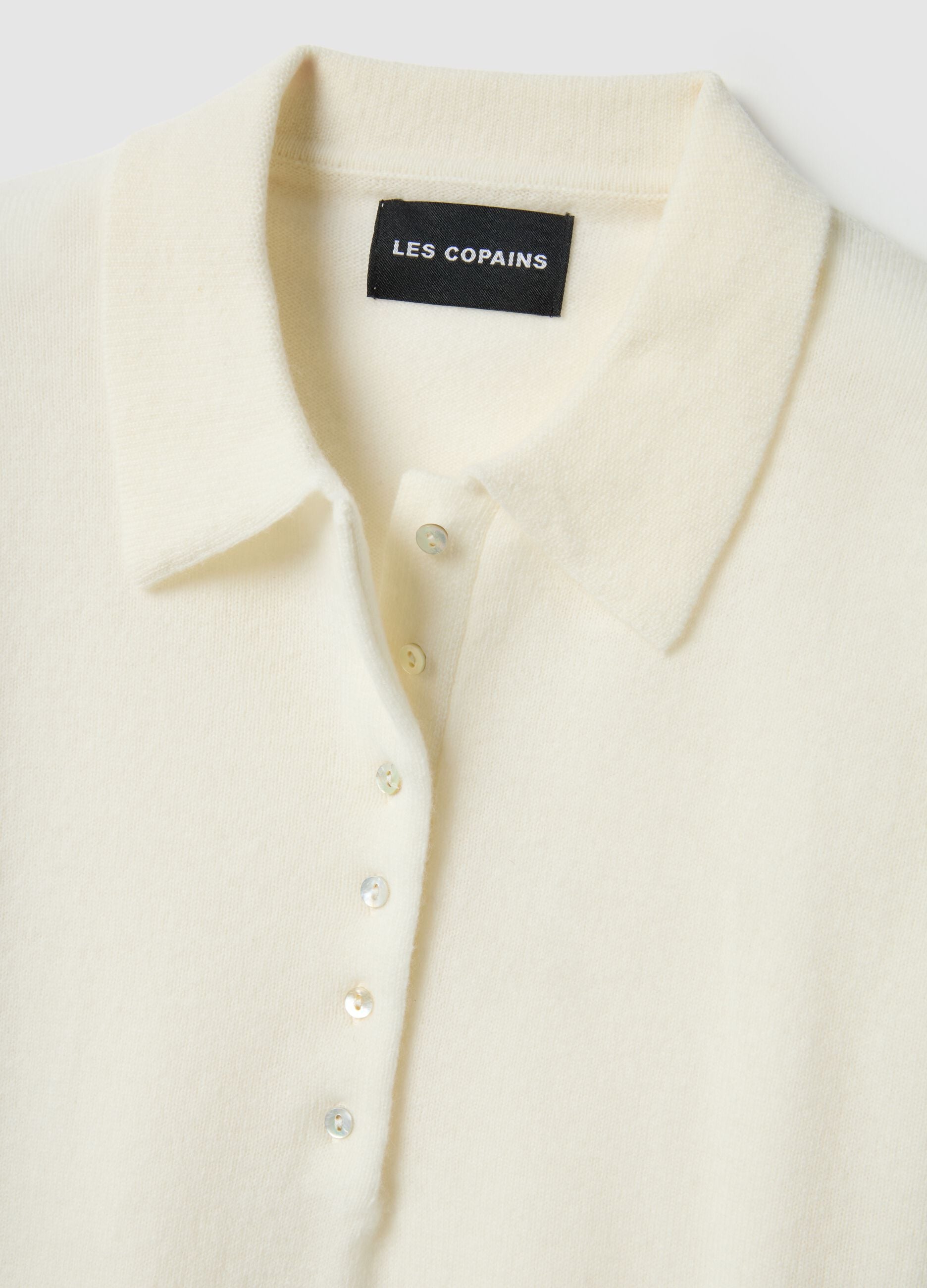 White pure wool polo neck regular fit sweater