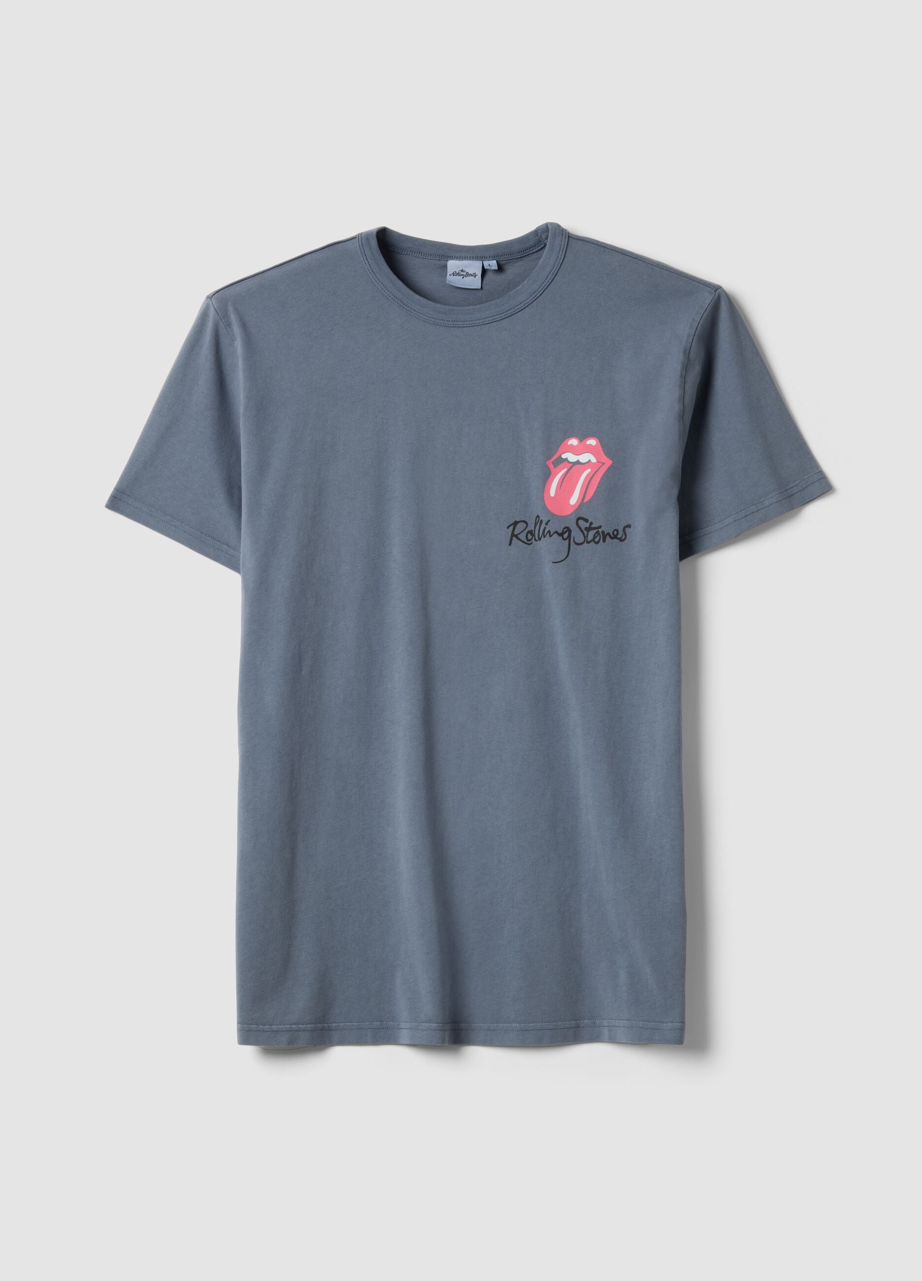 Grey regular fit pure cotton T-shirt with Rolling Stones print